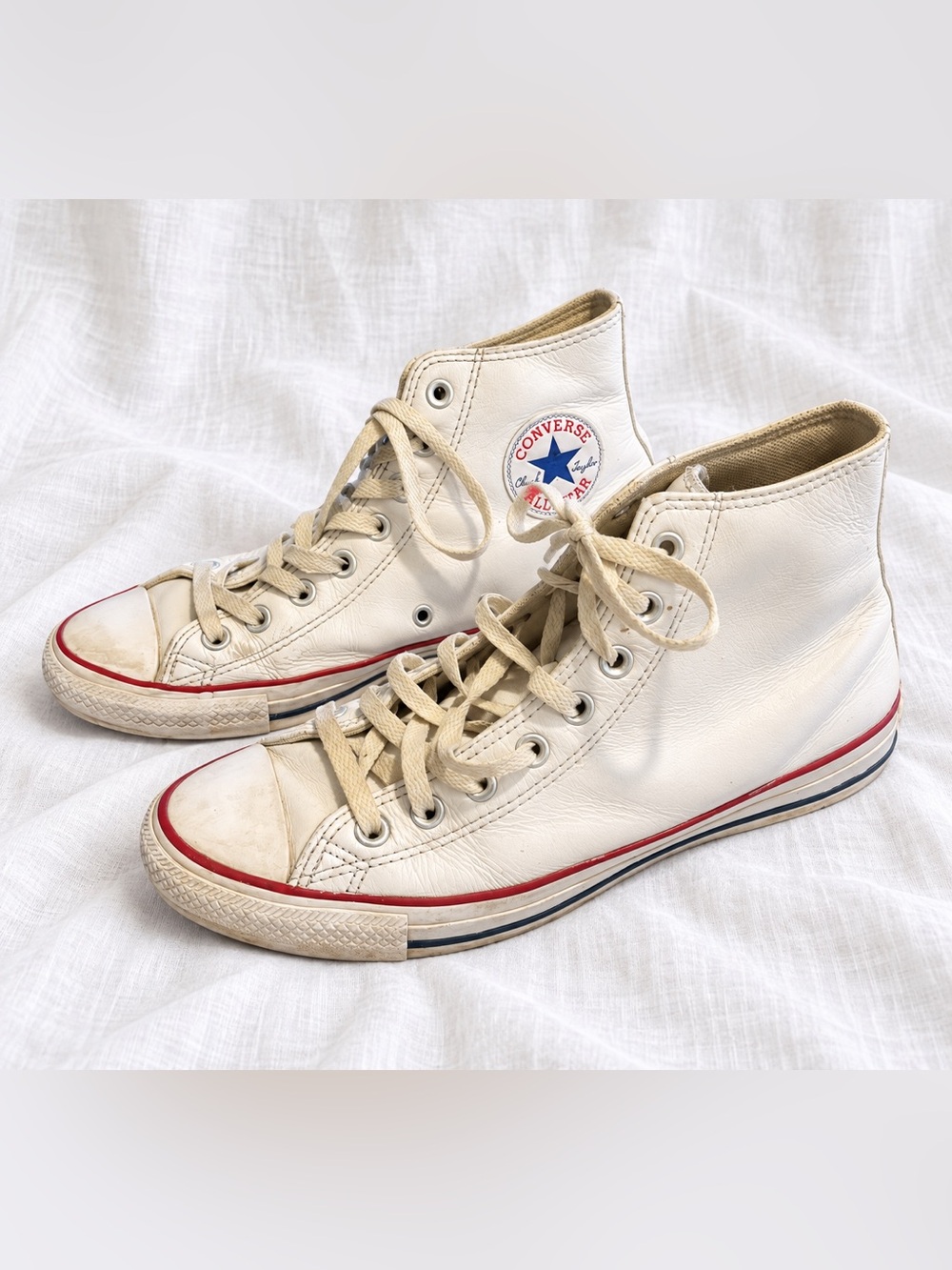 Men’s Converse Chuck Taylor All Star White Leather High Top Sneakers Size 8